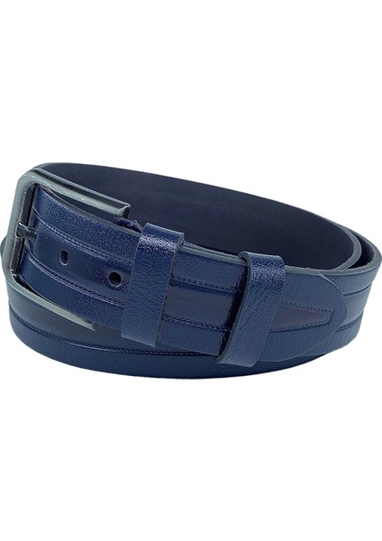 Lacivert Hakiki Deri Desenli Model 4.5 Cm.lik Spor Kot Kemer - 505-61 fırsatları