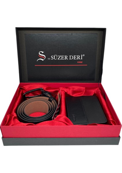 Hakiki Deri Kemer ve Cüzdan Hediyelik Kutulu Set (Damat Bohçası) fiyatları