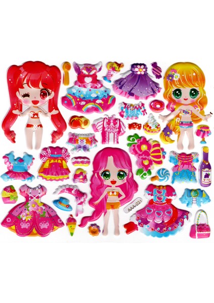 Sticker Kabartmalı Stiker Defter, Planlayıcı Etiket (AAA-031) - 15X13 cm - Kız Giydirme Prenses