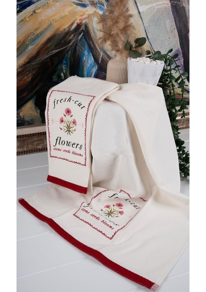 Pamuk Ikili 40X66 cm Nakışlı Desenli Yılbaşı Havlu/havlu Seti