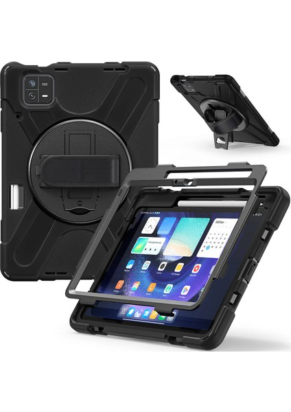Casestreet Xiaomi Mi Pad 6 Kılıf Defender Tablet Tank Koruma Standlı Df7 Siyah