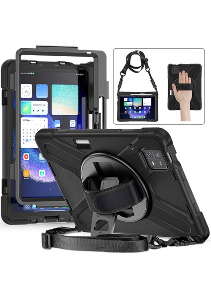 Casestreet Xiaomi Mi Pad 6 Kılıf Defender Tablet Tank Koruma Standlı Df7 Siyah