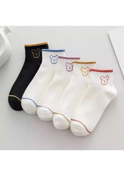 Magia Stile Hayalet Ayı Desenli Yarım Tenis 5'li Set Çorap indirimleri