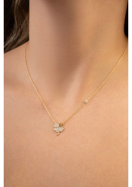 Şanslı Bff 18 Ayar Sarı Altın Kaplama 48 cm Gümüş Arkadaş Kolyesi