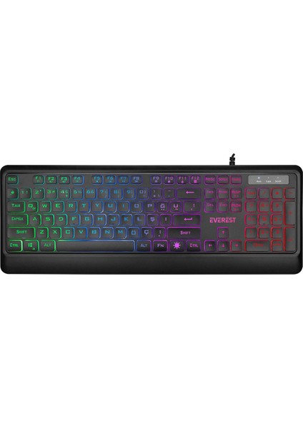 KM-R59 FORZA PLUS Siyah Usb Rainbow Backlight Q Klavye + 1200 dpi Mouse Set 35993