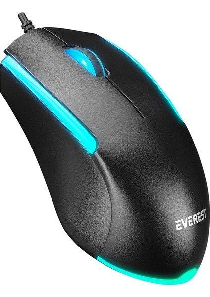 KM-R59 FORZA PLUS Siyah Usb Rainbow Backlight Q Klavye + 1200 dpi Mouse Set 35993