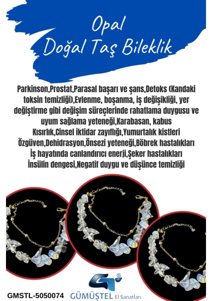 Sertifikalı Opal Doğal Taş Bileklik Özel Tasarım