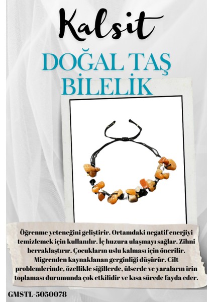 Sertifikalı Doğal Taş Kalsit Bileklik Özel Tasarım El Yapımı Asansör Kilit Sistemi