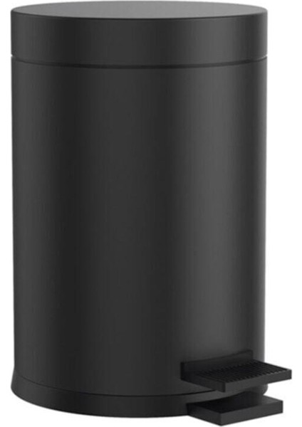 Çelik Metal 3 Litre Pedallı Çöp Kovası Siyah