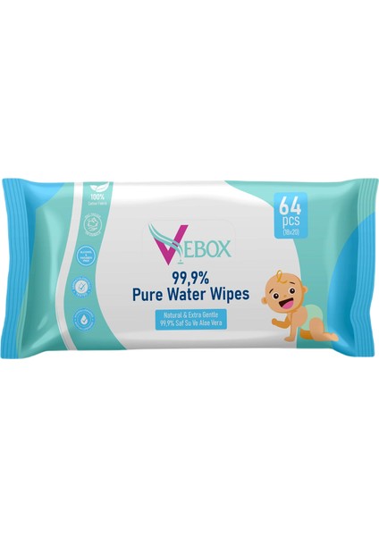 Pure Water Wipes Yenidoğan Islak Bebek Bakım Havlusu 64'lü X16 (1024 Yaprak)