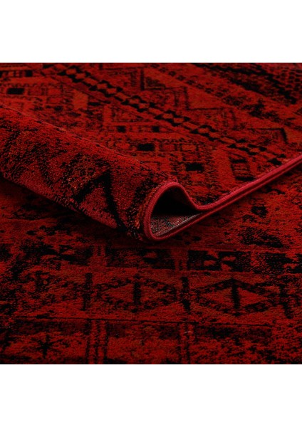 Afgan Türkmen Otantik Desenli Bordo Oturma Odası Salon Mutfak Halısı 4722A_ZS72