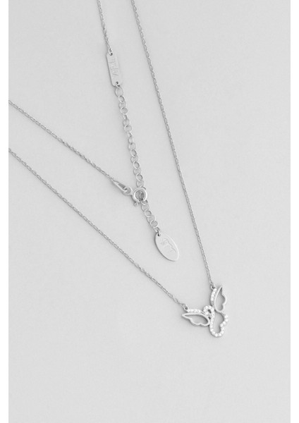 Vefalı Bff 18 Ayar Beyaz Altın Kaplama 48 cm Gümüş Arkadaş Kolyesi