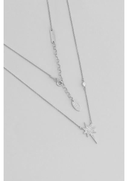 Işıldayan Bff 18 Ayar Beyaz Altın Kaplama 49 cm Gümüş Arkadaş Kolyesi