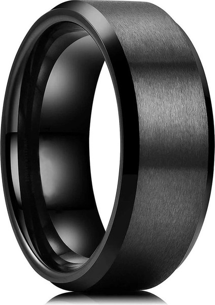 8 mm Köşeli Düz Model Unisex Kadın Erkek Çelik Alyans Yüzük cl31
