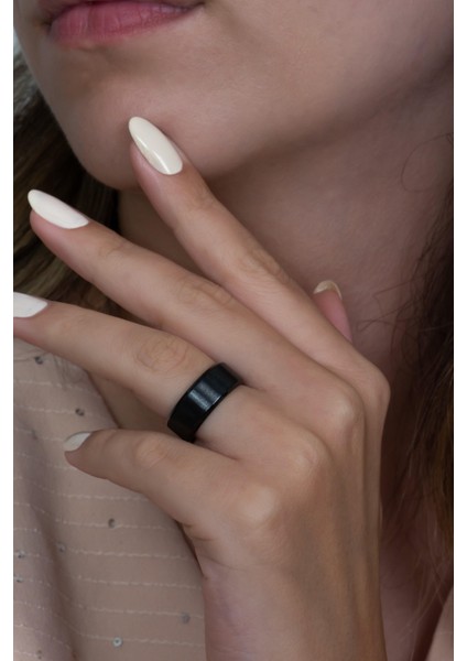 8 mm Köşeli Düz Model Unisex Kadın Erkek Çelik Alyans Yüzük cl31