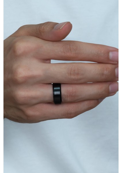 8 mm Köşeli Düz Model Unisex Kadın Erkek Çelik Alyans Yüzük cl31