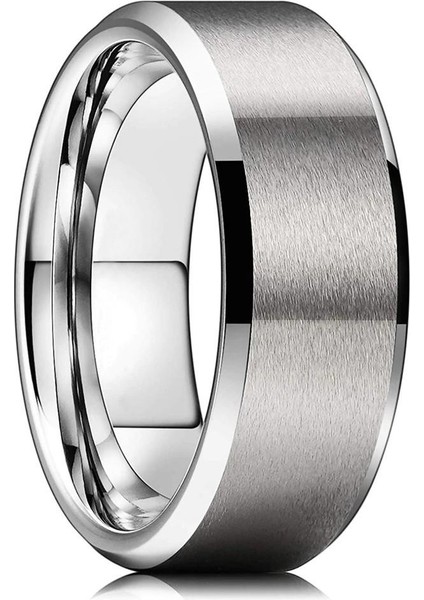 8 mm Köşeli Düz Model Unisex Kadın Erkek Çelik Alyans Yüzük cl31