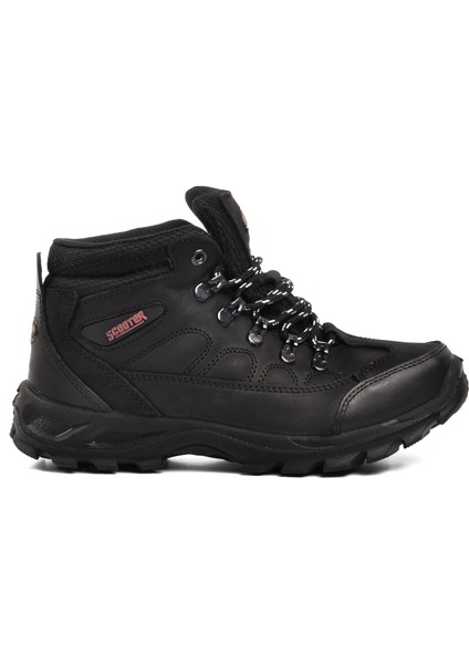 G5538 Crazy Siyah Hakiki Deri Su Geçirmez Unisex Outdoor Bot