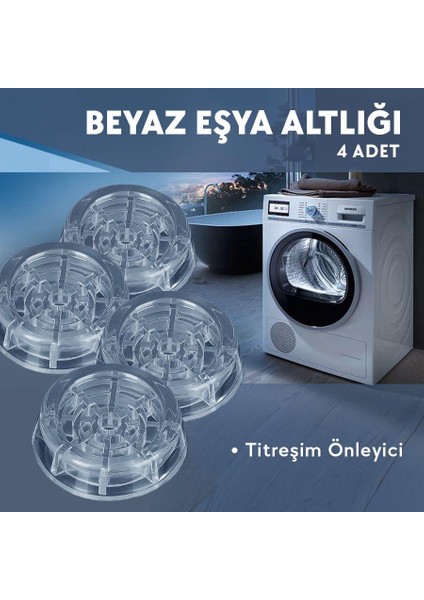 4 Adet Beyaz Eşya Altlığı Ayağı Çamaşır Bulaşık Makinası Buzdolabı Yükseltici Titreşim Önleyici