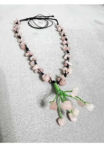 Sertifikalı Pembe Kuvars Doğal Taş El Yapımı Tasarım Kolye modelleri