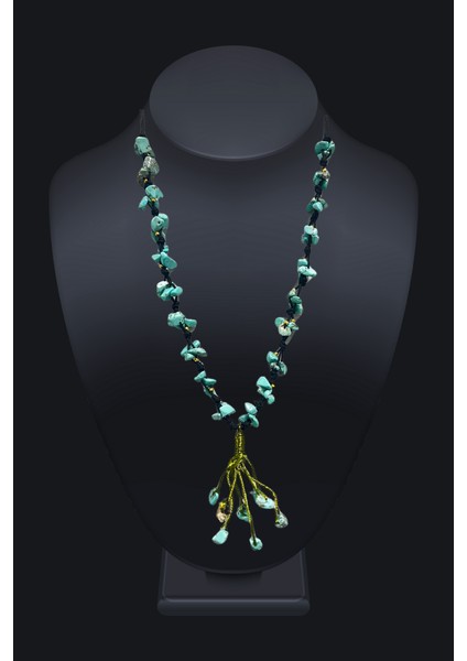 Sertifikalı Turkuaz Doğal Taş El Yapımı Tasarım Kolye fiyatları