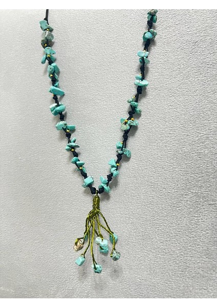 Sertifikalı Turkuaz Doğal Taş El Yapımı Tasarım Kolye fırsatları