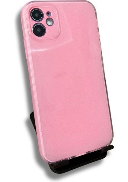 Apple iPhone 11 Kamera Korumalı Simli Renkli Pembe Silikon Kılıf