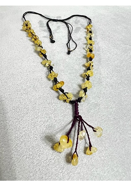 Sertifikalı Sitrin Doğal Taş El Yapımı Tasarım Kolye