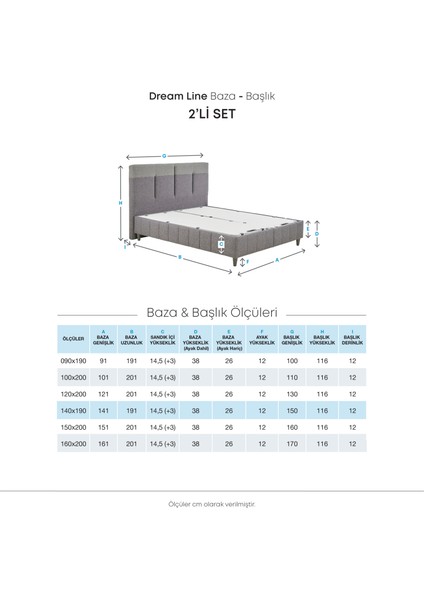 Bedding Dream Line Baza Başlık Set - Koyu Gri, Antrasit