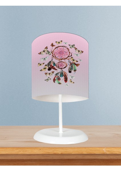 Bebek ve Çocuk Odası Kelebek Desenli Pembe Abajur