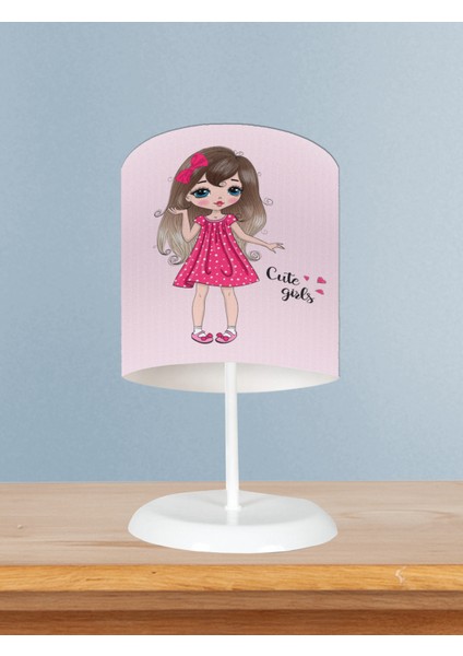 Bebek ve Çocuk Odası Pembe Kalp Desenli Abajur