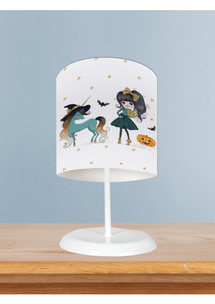 Bebek ve Çocuk Odası Bal Kabaklı Unicorn Desenli Abajur