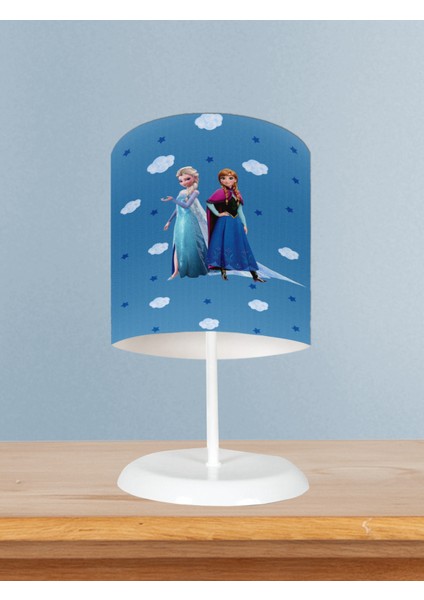 Bebek ve Çocuk Odası Seksekli ve Elsa Anna Desenli Abajur