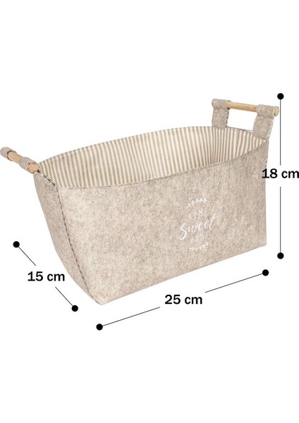 Keçe Tahta Saplı Düzeleyici Sepet - Çok Amaçlı Saklama Organizer Kutu Maxi Kahverengi 25x18x15Cm - 103709 fırsatları
