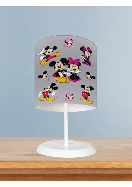 Bebek ve Çocuk Odası Mickey ve Minnie Mause Desenli Seksekli Abajur