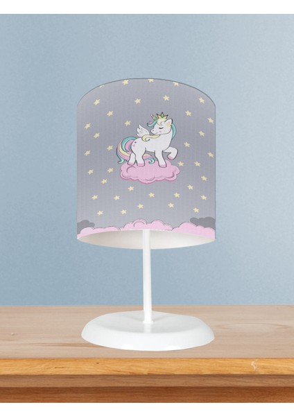 Bebek ve Çocuk Odası Seksekli Unicorn Desenli Abajur