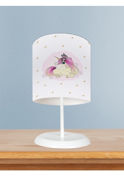 Bebek ve Çocuk Odası Yıldızlı Unicorn Desenli Abajur