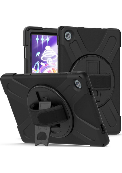 - Lenovo Tab M10 Plus TB-125F - TB-128F 3. Jenerasyon - Tablet Kılıfı Boyun Ip Askılı El Tutmaçlı Koruyucu Zırh Tank Defender Kılıf