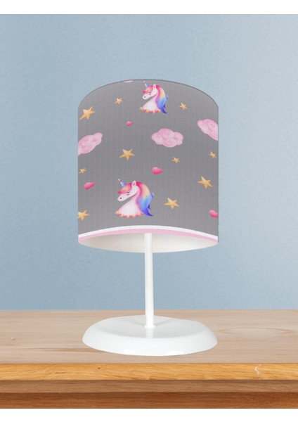 Bebek ve Çocuk Odası Unicorn ve Seksek Desenli Abajur