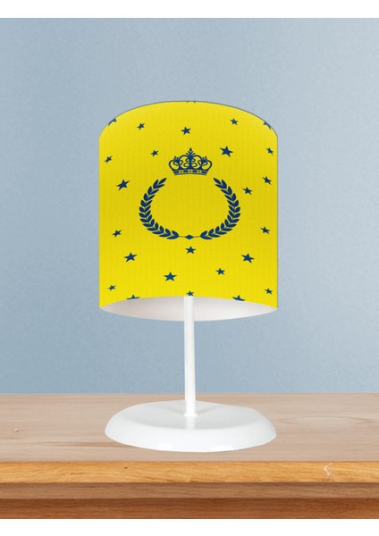 Bebek ve Çocuk Odası Taç ve Çelenk Desenli Sarı Abajur