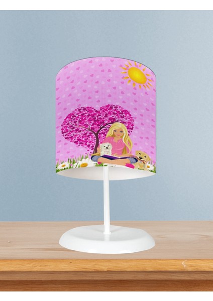 Bebek ve Çocuk Odası Barbie ve Kalp Desenli Abajur
