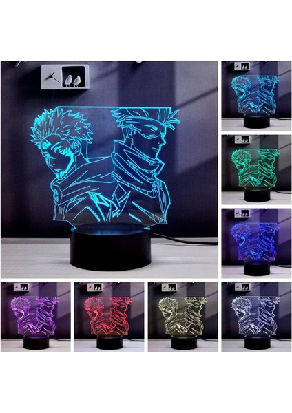3D Illusion Masa LED Anime Lamba Rgb 16 Renk Değişimi Uzaktan Kumanda Masası Gece Erkek Doğum Günü Için Işık (Satoru Gojo 4) (Yurt Dışından)
