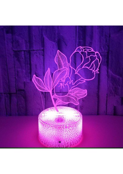 Justup 16 Renk Çiçek Lamba Uzaktan Kumanda ile Parlaklık Ayarı 3D Illusion LED Gece Aydınlatması Oda Dekoru Için Doğum Günü Tatil Noel Hediyesi (Stil F) (Yurt Dışından)
