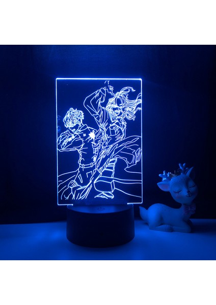 Justup 3D LED Gece Işığı, Hts Anime Karakterleri 3D Illusion Lamba Çocuk Odası Dekoratif Işık;hts --- Desen K (Siyah Koltuk) (Yurt Dışından)