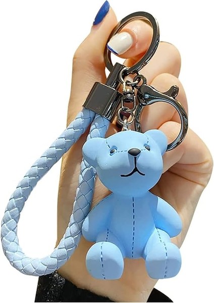 Karikatür Yaratıcı Reçine Kukla Ayıbear Anahtarlık Charm Araba Anahtarları Için, Sırt Çantası Aksesuarları Sevimli Çanta Süsleme (Mavi,2 Adet) (Yurt Dışından)