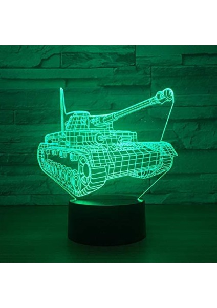 Tank Modeli Optik Illüzyon Lamba LED Renkli Lamba 3D Lamba Gece Aydınlatması Akrilik Atmosfer Lambası 7 Renk Modern Lamba Çocuk Ev Dekorasyonu (Yurt Dışından) modelleri