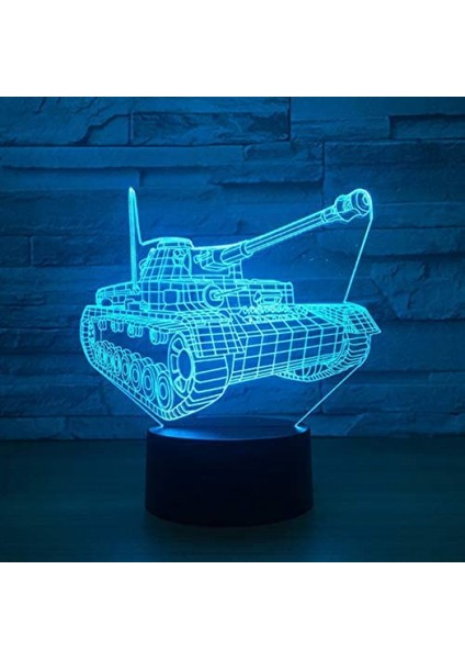 Tank Modeli Optik Illüzyon Lamba LED Renkli Lamba 3D Lamba Gece Aydınlatması Akrilik Atmosfer Lambası 7 Renk Modern Lamba Çocuk Ev Dekorasyonu (Yurt Dışından) fırsatları