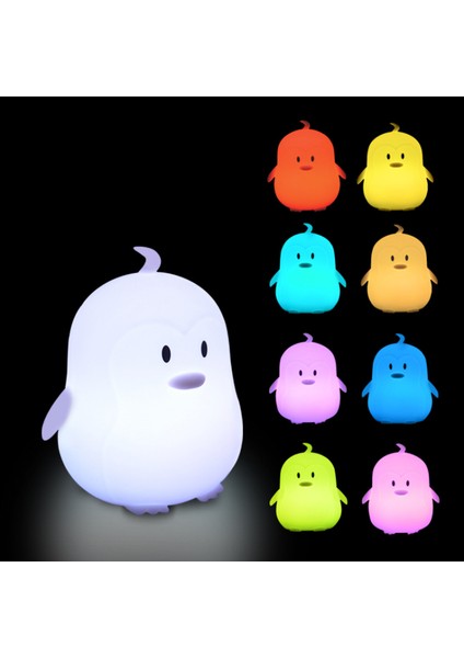 Justup Gece Lambası, Sevimli Bebek Gecesi, Ht Işık, Ht Lamba Şarj Edilebilir Silikon LED Gece, Ht Işık, Ht Hayvan Kreş Lambası Yatak Odası Taşınabilir Işık, Ht (Orta Penguen) (Yurt Dışından)