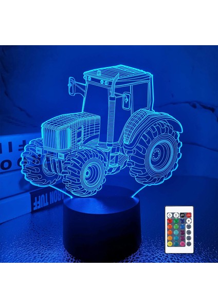 3D Illüzyon Lambası, Traktör Araba 3D Gece Işık;ht 16 Renk Değiştirme Uzaktan Kumanda ile Çocuklar Için, Yatak Odası Dekor Erkek Çocuklar Için Yaratıcı Doğum Günü Hediyeleri Bebek (Yurt Dışından)