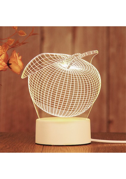 Justup 3D LED Gece Aydınlatması Akrilik Elma Lambası Uzaktan Kumanda 3D Illüzyon Lamba Sevgililer Günü Ev Dekorasyonu Işık - Stil H (Yurt Dışından)